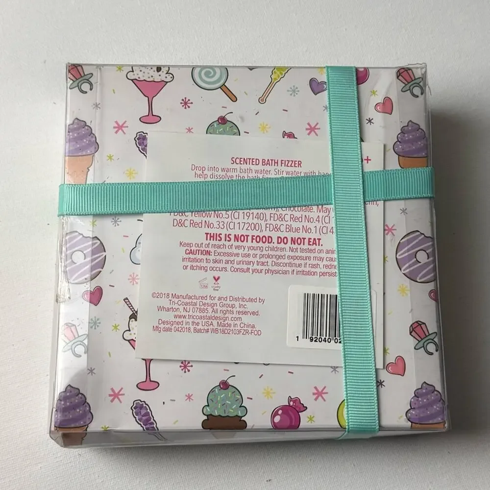 Frosted Donut Scented Four Piece Bath Gift Set Fizzer New in Package